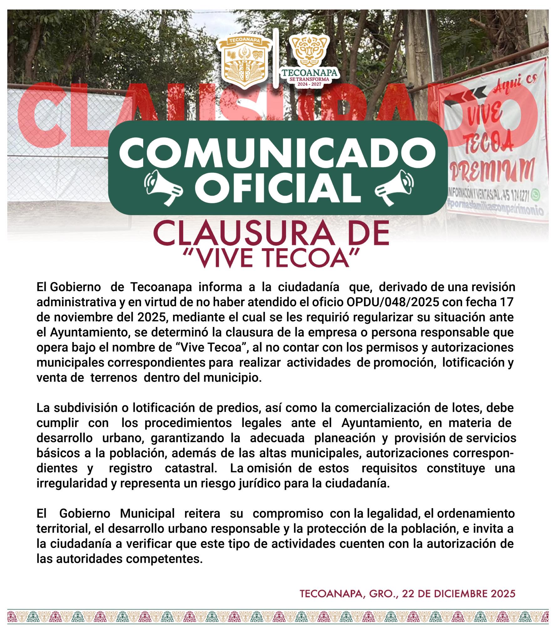 Clausura de Vive Tecoa