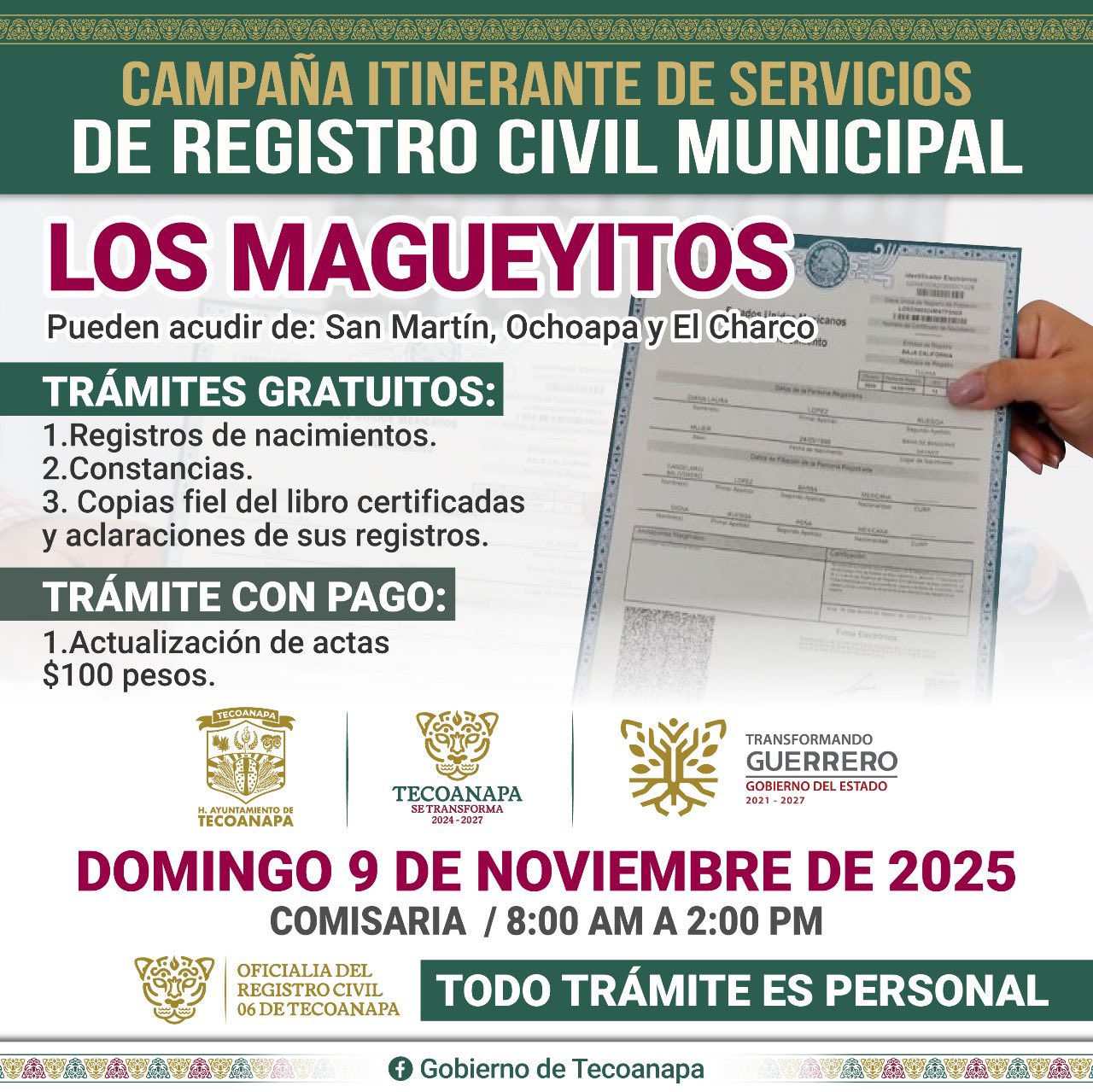 Los Magueyitos - Campaña Itinerante de Servicios del Registro Civil Municipal en Comunidades
